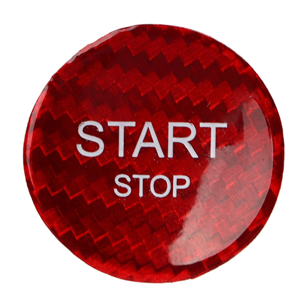 Engine Start Stop Button Switch Cover Carbon Fiber Ignition Starter Switch Sticker Replacement for Peugeot 408 308S 508 Red