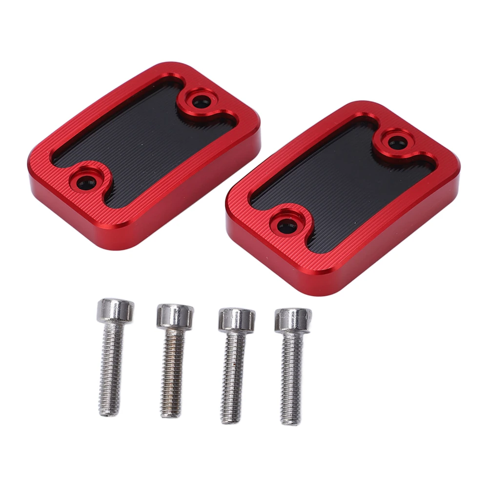 2pcs Front Brake Fluid Reservoir Cover Left Right Billet Aluminum Replacement for NMAX155 NMAX125 2015‑2020 Red