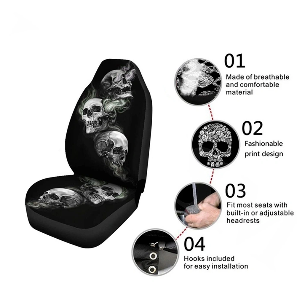 Car Seat Covers Waterproof Halloween Skeleton Breathable Car Seat Cover Protector Compatible for Car Truck SUV Van