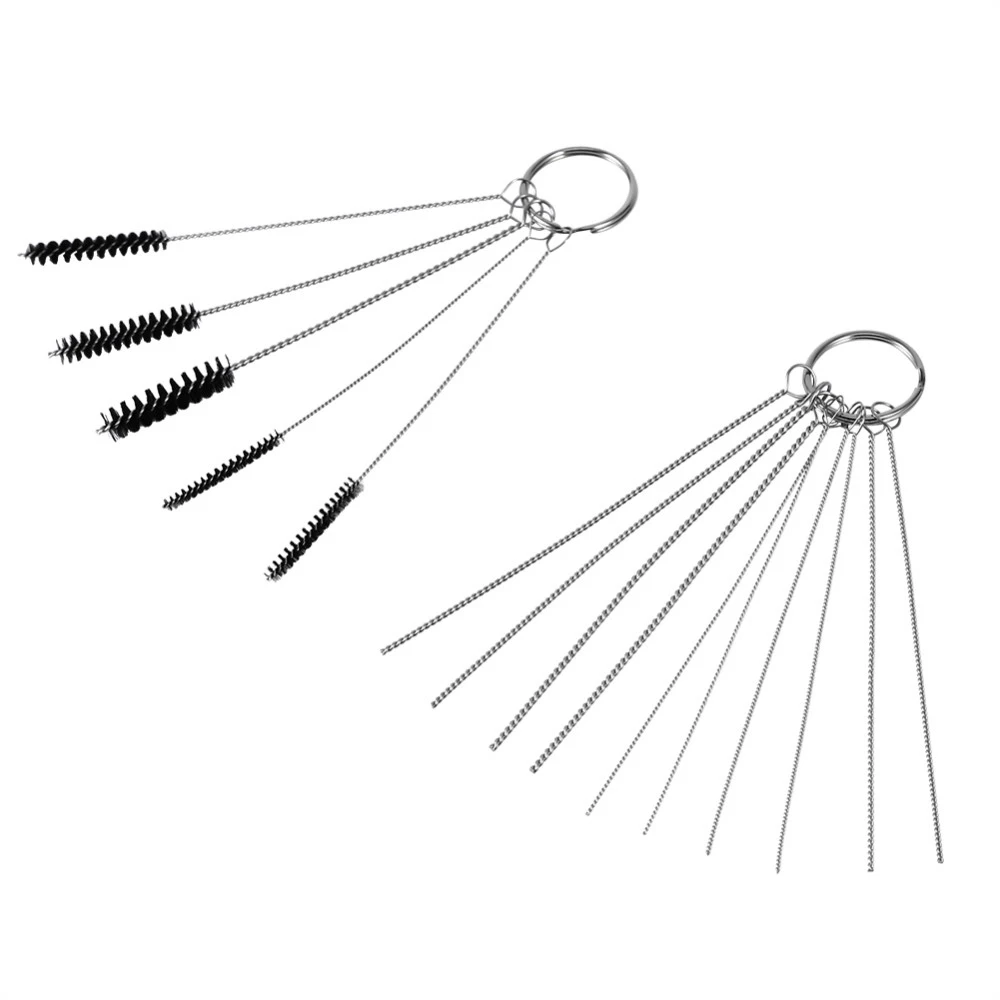 BuyWeek Carburetor Carbon Dirt Jet Remove Set 10 pcs Cleaning Needles and 5 pcs Brushes Tool Kits Vehicle Accessories