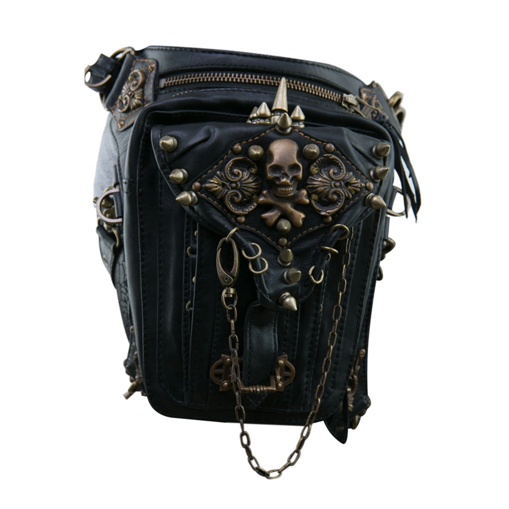 Women Motorcycle Bag PU Leather Steampunk Retro Shoulder Crossbody Bag Waist Pack