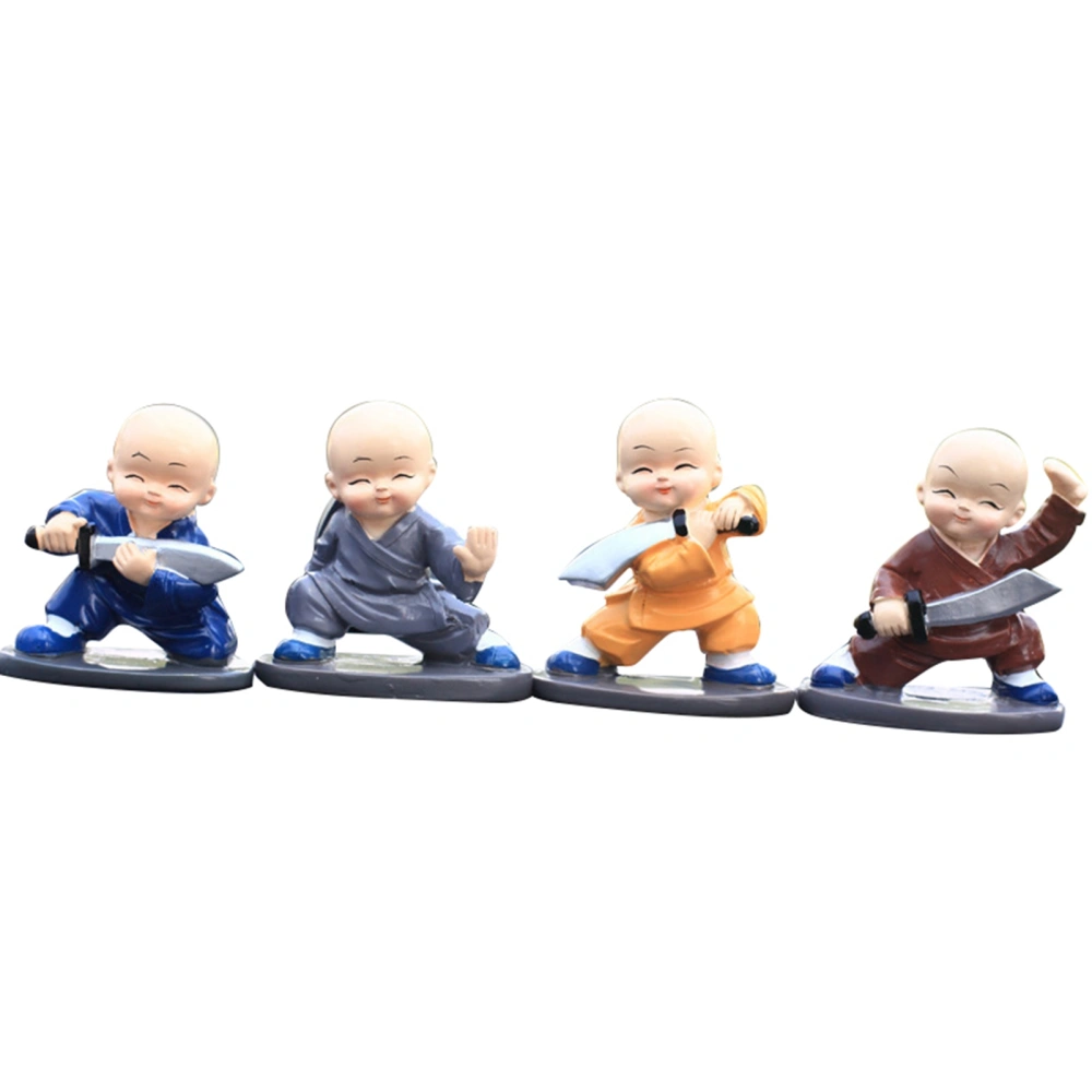 Car Decoration Toy Small Monk Boy Miniature Figurines Ornaments for Car Home Decor Brandishing