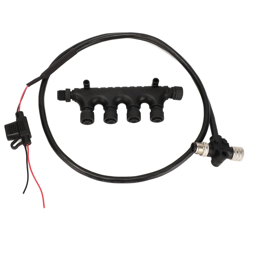 for NMEA2000 Cable with 4 Port T Connector 3A Fuse 5Pin M12 Thread 1m Long IP67 Waterproof for Lowrance Networks