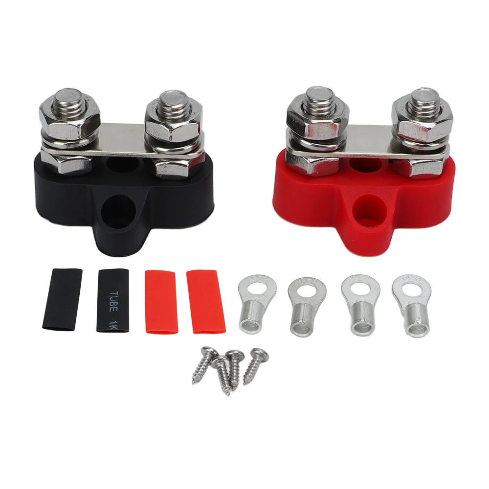 Positive Negative Power Junction Distribution Block 2 Studs Bus Bar Heavy Duty Terminal for Cars RVs ATVs Ships M8 (5/16in）