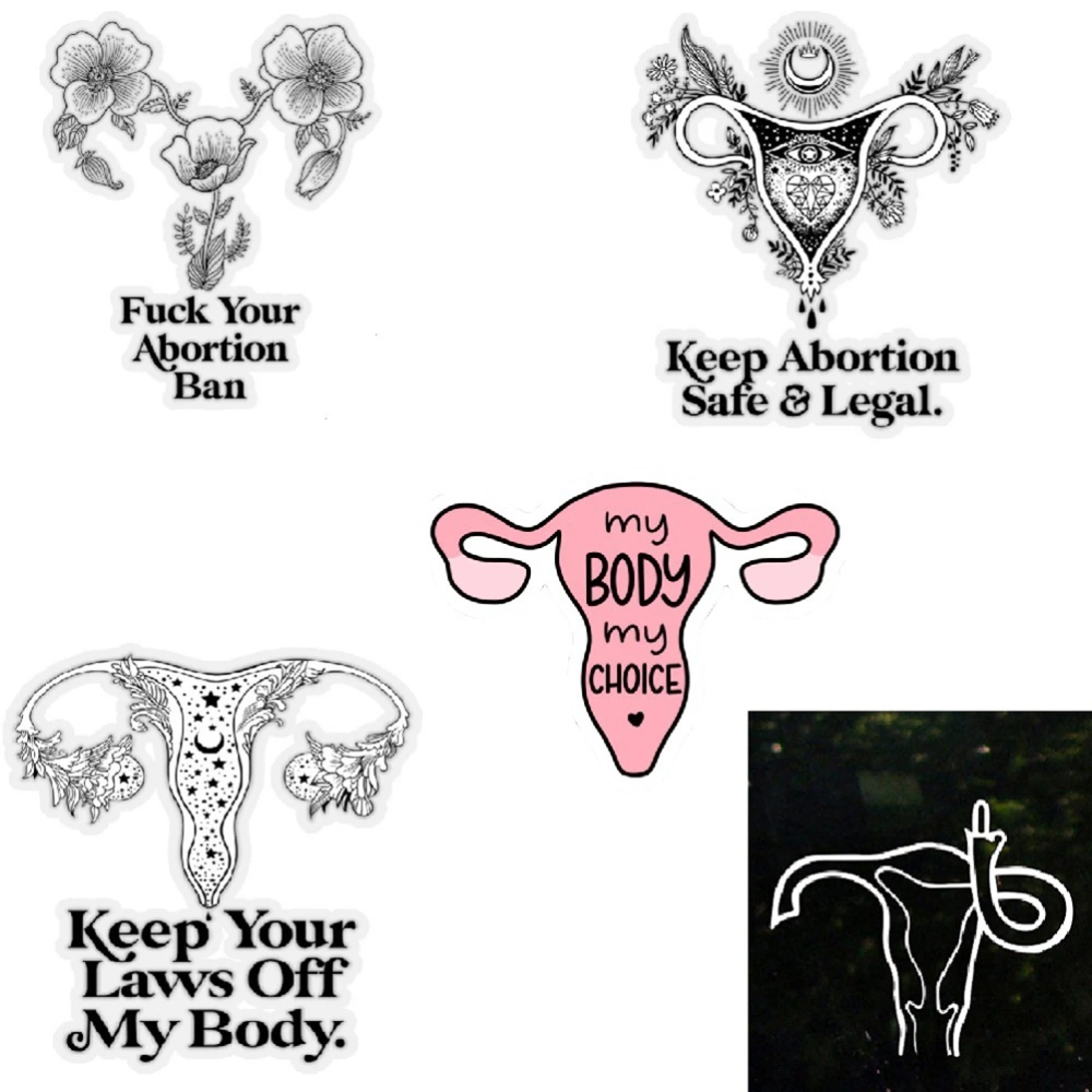 5 Pcs Uterus Sticker Waterproof Vinyl Decals Stickers Women's Reproductive Rights Decal for Laptop Car Phone Water Bottle