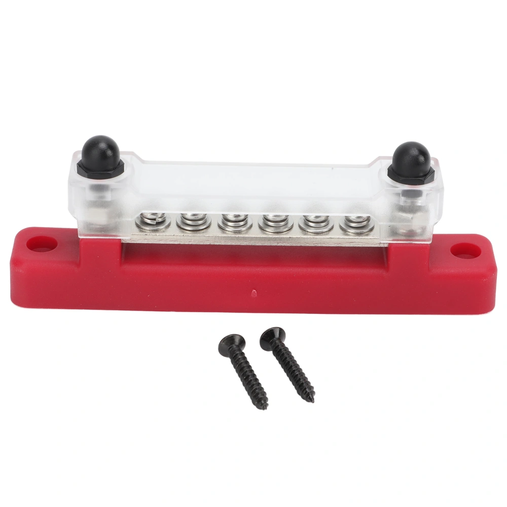 6 Terminal Distribution Block Bus Bar with PC Protection Cover M4 Screws M6 Binding Post for Cars Boats RVs Motorcycles