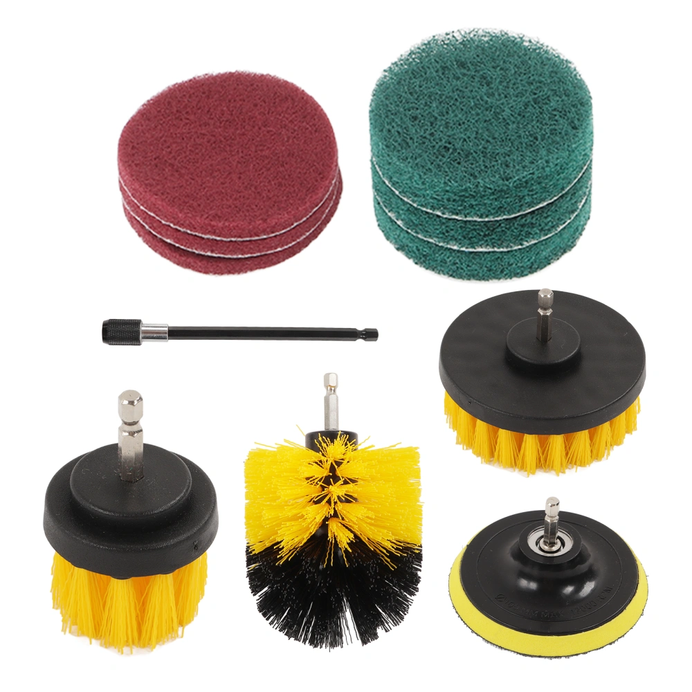 11pcs Drill Brush Attachment Set Power Scrubber Brush Pad Kit Universal for Car Boat SUV Bathroom Floor