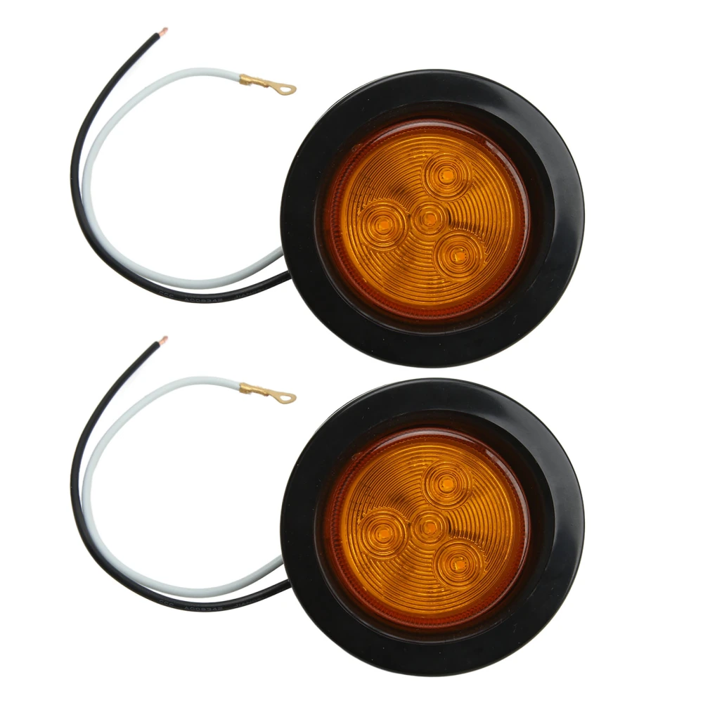 2in Round Led Trailer Light Yellow Side Marker Clearance Lamp Waterproof Universal for Truck Bus Pickup UTE UTV