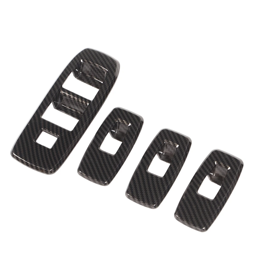 4 PCS Car Window Control Panel Cover ABS Carbon Fiber Pattern Lift Switch Button Sticker Replacement for Ford Ranger