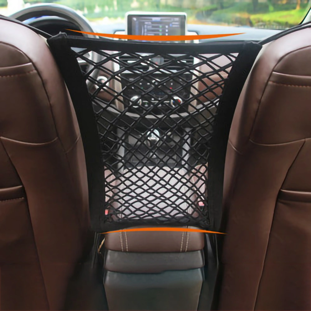 Car Mesh Organizer Multifunction Seat Back Net Bag Storage Netting Pouch Stretchable Pet Barrier for Trucks SUVs2 Layer 2 Sides Elasticity