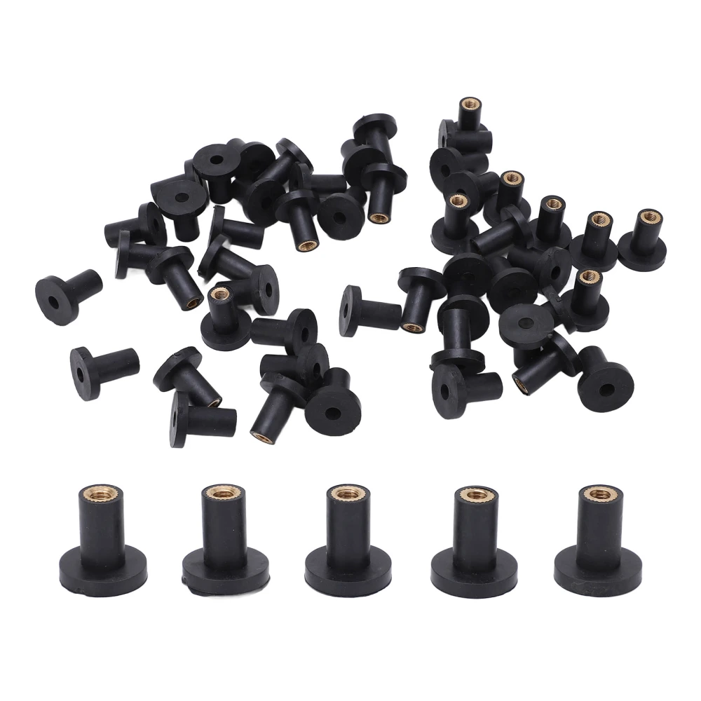 50Pcs/Set Rubber M5 Well Nuts Fasteners for Car Windscreen Motorcycles Fairing Kayaks