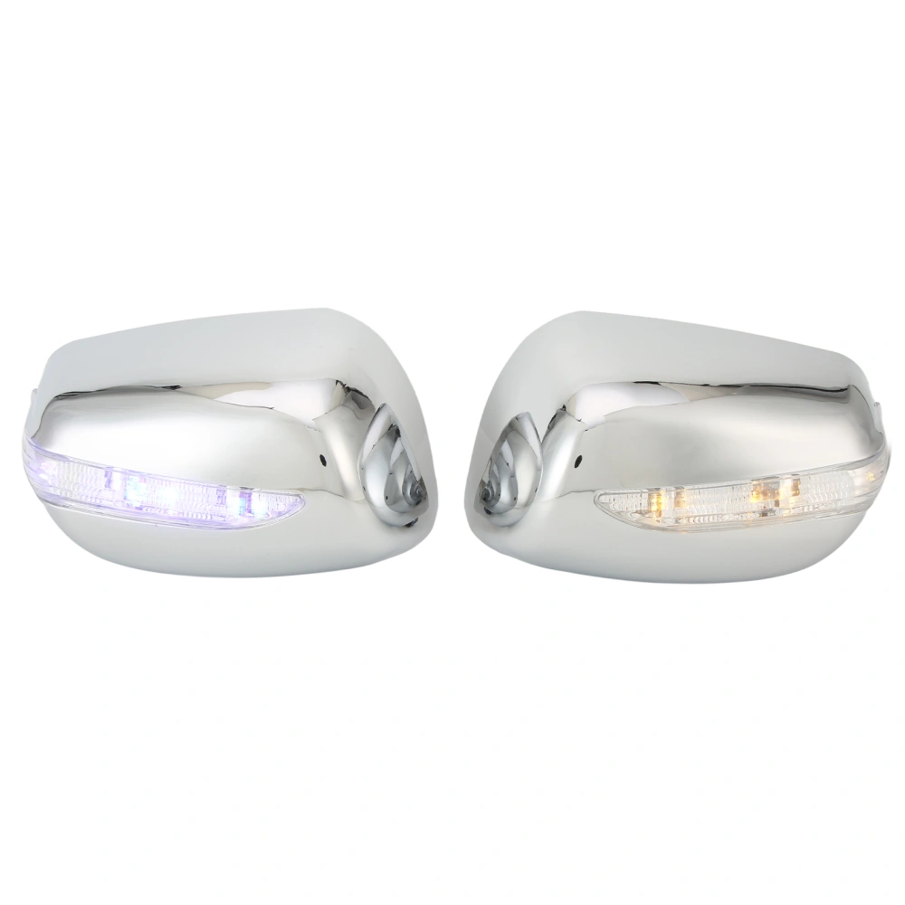 Pair Chrome Side Mirror Covers with LED Signal Lights Waterproof Replacement for Jazz 2007‑2014