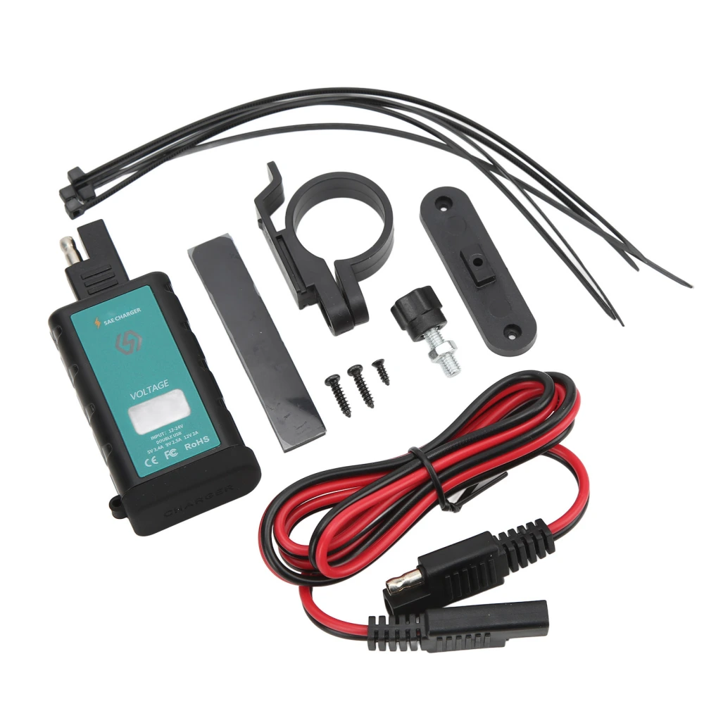 Motorcycle Fast Charger 1224V IP66 Waterproof with 1m Cable SAE to USB TypeC Adapter for Phone Tablet