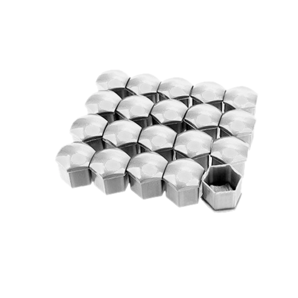 20PCS Car Wheel Hub Nut Protective Cover Dustproof Decoration Snap in ABS PlasticSilver Plating 17mm/0.67in