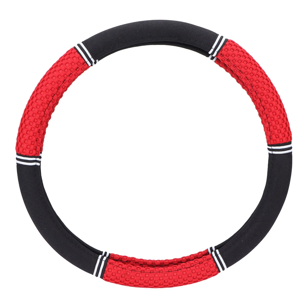 15in Car Steering Wheel Cover Dual Color Spliced Anti Slip Decoration Universal for 14.5‑15in Steering WheelsRed + Black