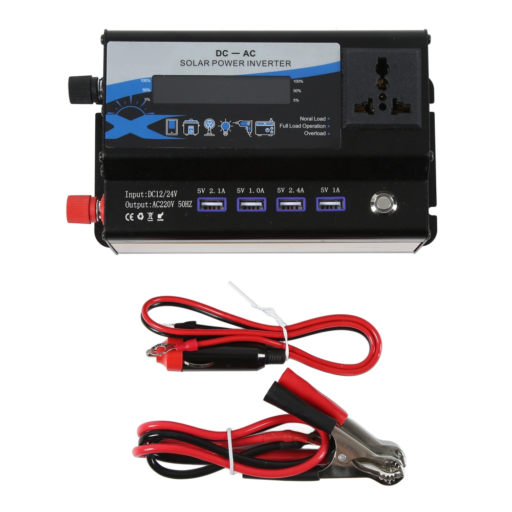 Power Inverter 420W 12/24VDC to 220VAC 50HZ with Ambient Light Modified Sine Wave 4‑USB Ports for Phone Laptop