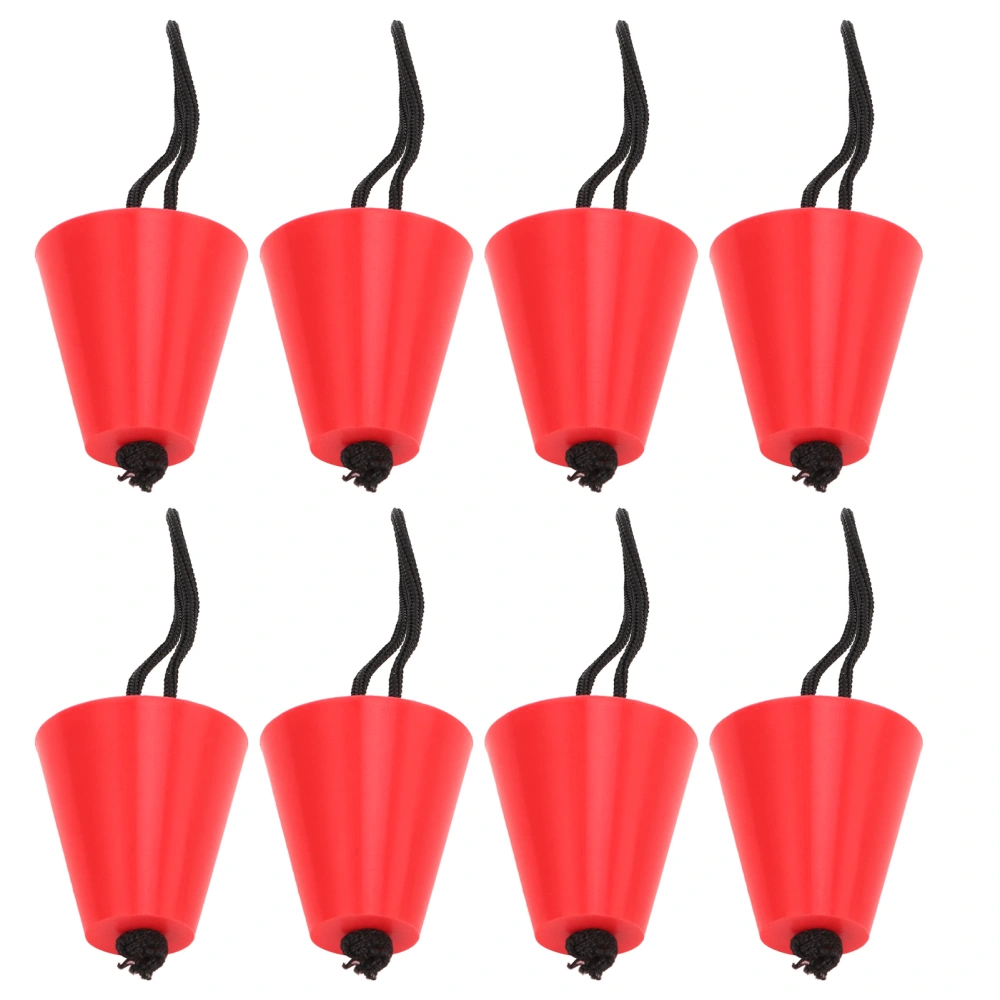 8Pcs/Set Kayak Scupper Plug Silicone Drain Hole Bung Stopper with Lanyard for CanoeRed