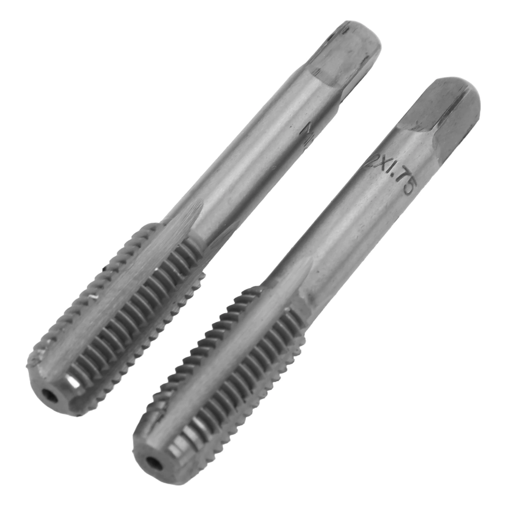 2pcs High Speed Steel Metric Thread Tap Straight Flutes Thread Tapping Tool Hand Thread TapM12x1.75