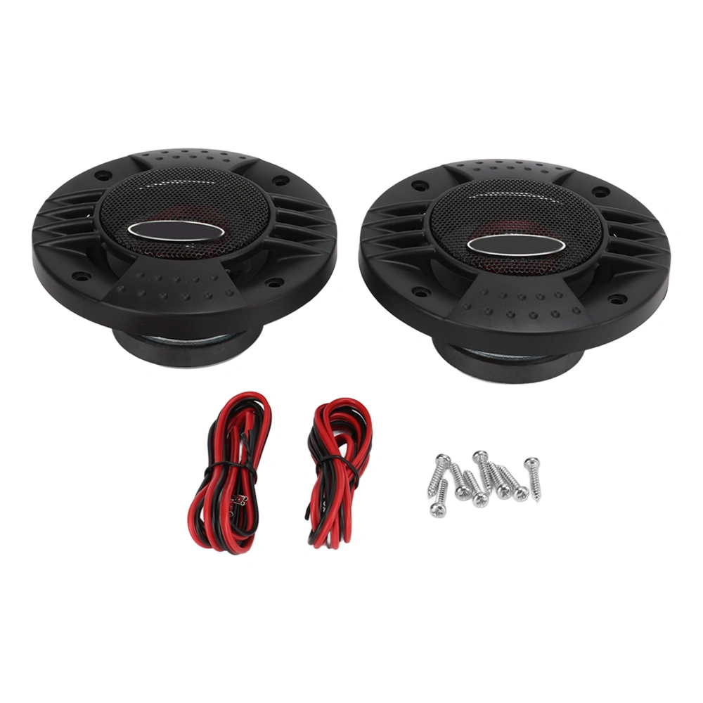 Pair Car Audio Tweeter Round Loudspeaker 91dB Louder Sound Black 4 Ohms for Sound System