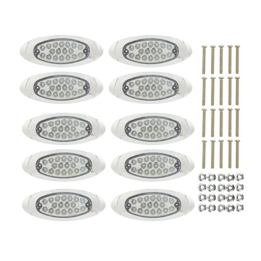 BuyWeek 10pcs 18 LEDs Side Marker Light 12‑24V IP67 Waterproof 1200LM Trailer Turn Signal Lamp for Trucks YachtsWhite