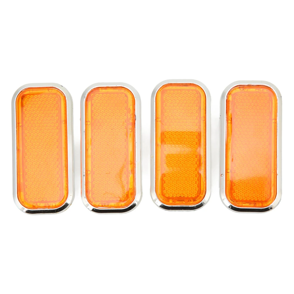 BuyWeek 4pcs Rectangular Reflector Safety ABS Reflective Sticker Universal for Car MotorcycleOrange