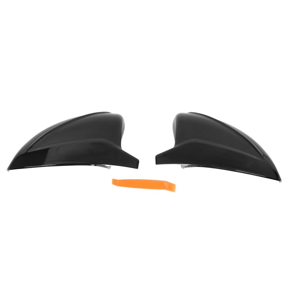 Pair Horned Rearview Side Door Mirror Covers Glossy Black Replacement for A3 8V S3 RS3 2014‑2020