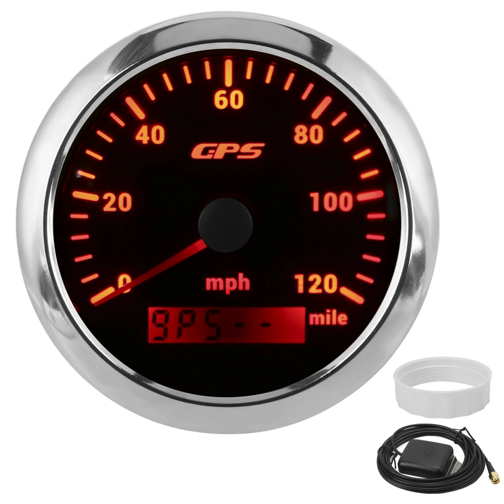 GPS Speedometer 85mm/3.35in Odometer 120MPH/H IP67 Waterproof for Stepping InstrumentsBlack