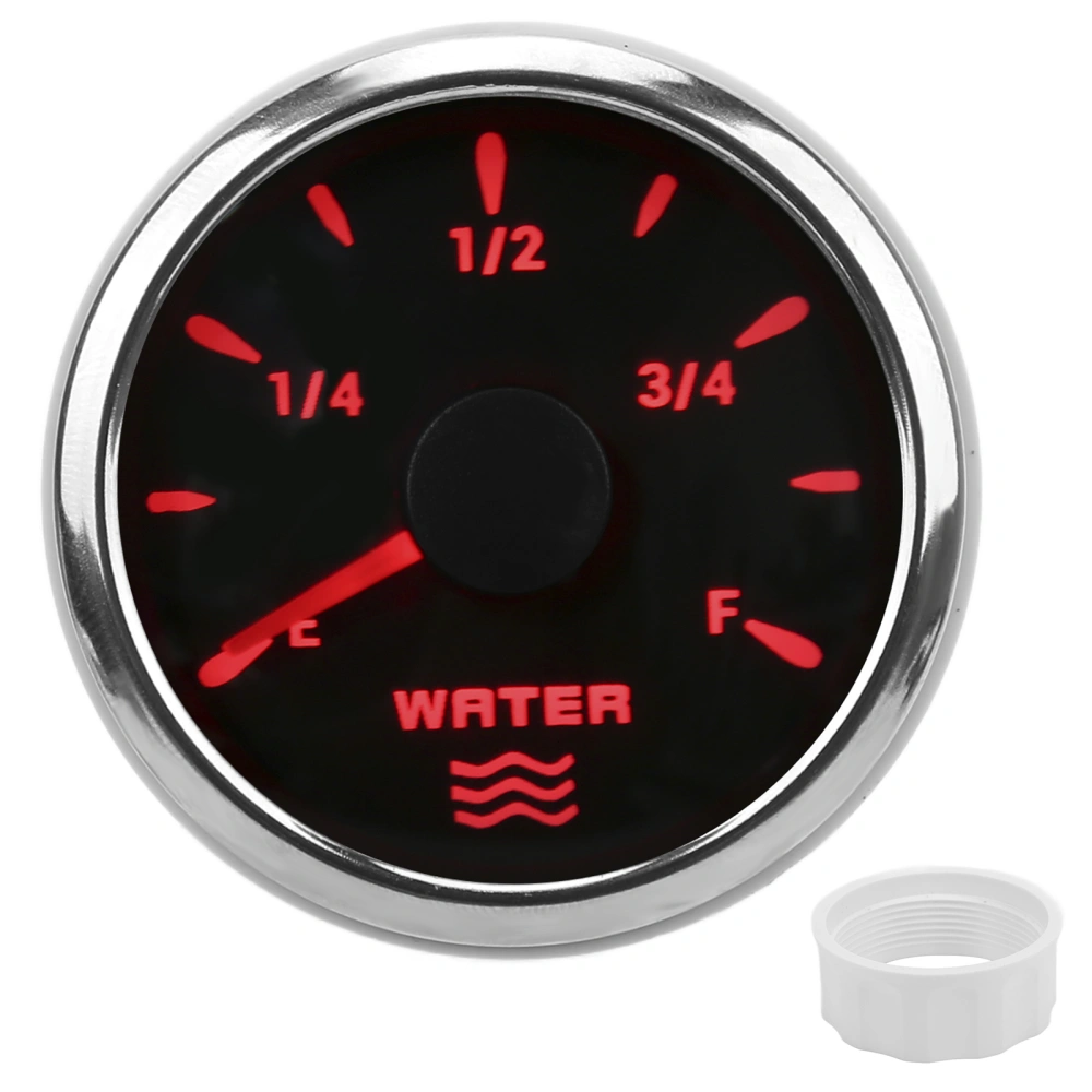 52mm Water Level Gauge 0‑190Ω 7 Colors Backlight Pointer IP67 Waterproof Liquid Tank Meter for Car Boats 9‑32VBlack