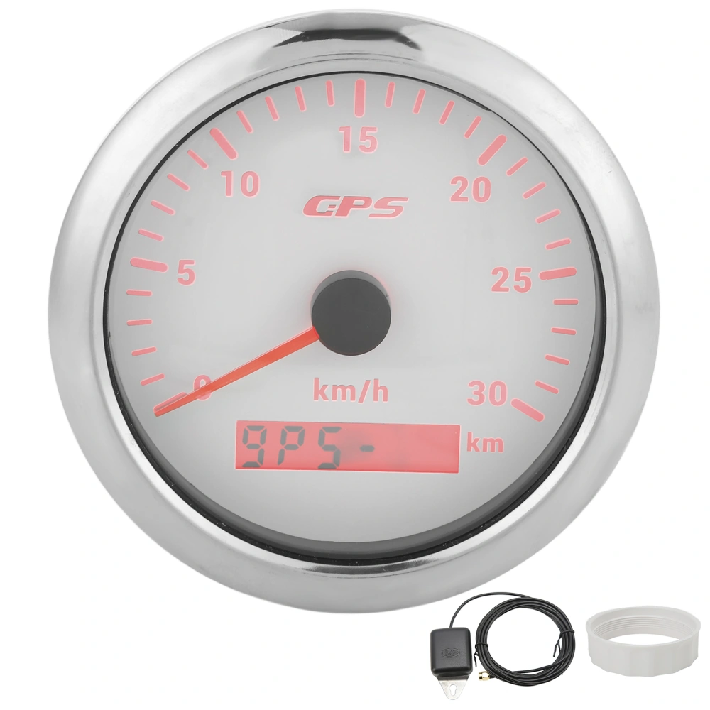 85mm Marine Auto GPS Speedometer Universal Speed Odometer 9‑32V with 7 Color Backlight for Car Boat RV YachtWhite