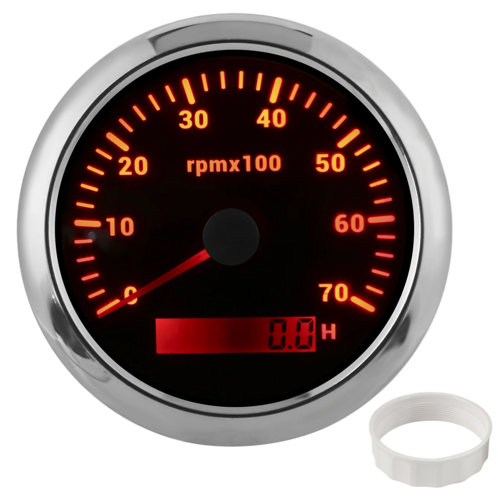 85mm Tachometer 0‑7000rpm Adjustable 7 Color Backlight for Car Boat Engine 9‑32V DCBlack