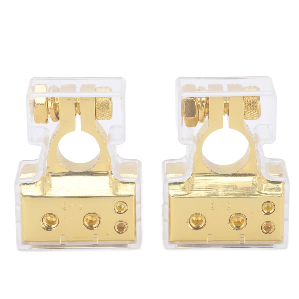 Pair Car Battery Terminal Connector Top Post Negative Positive Zinc Alloy Oxidation ResistantGold