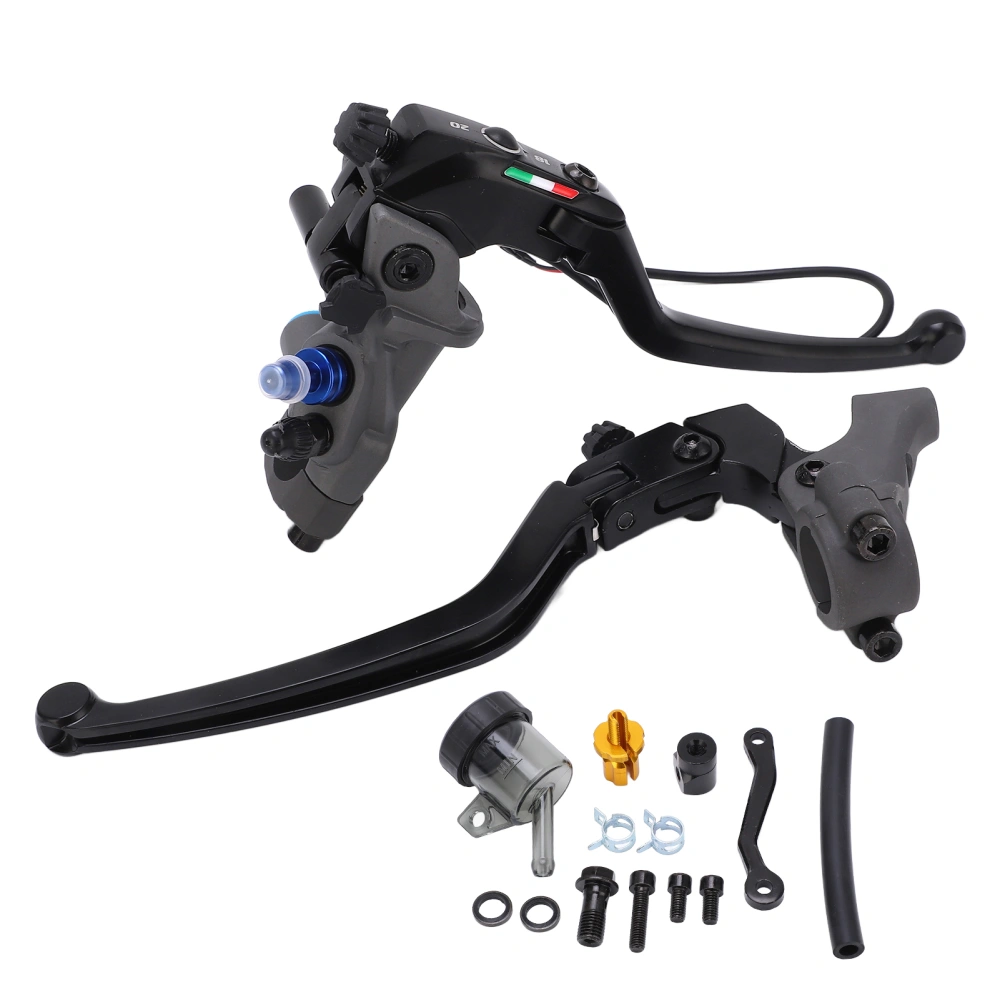 2pcs Motorcycle Hydraulic Brake Clutch with Master Cylinder Reservoir Pump Aluminum Alloy Black