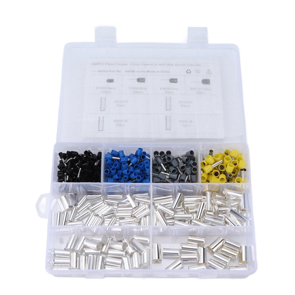 440pcs Wire Ferrules Kit EN End 8‑Specifications Pin Cord Crimp Terminal Connector Sleeves Universal for Car