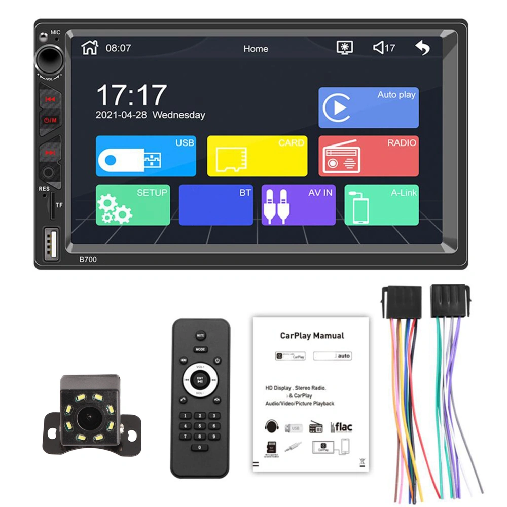 7 Inch HD Capacitive Screen MP5 Player Car Multimedia Center Built‑in Bluetooth Function Hands Free Car Radio