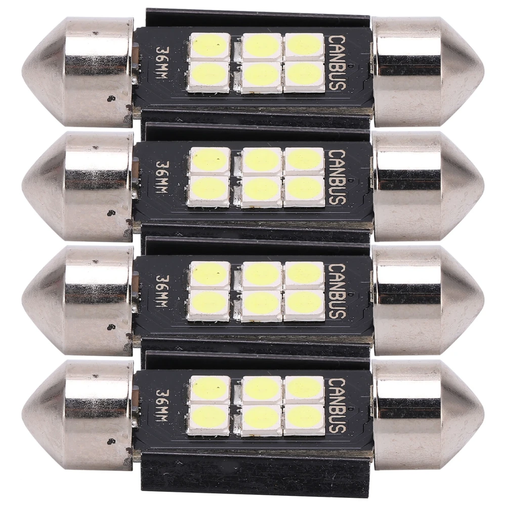 4pcs 1.4in LED Bulbs 330LM 6000K for License Plate Light Ceiling Dashboard Side Door Courtesy Lamp