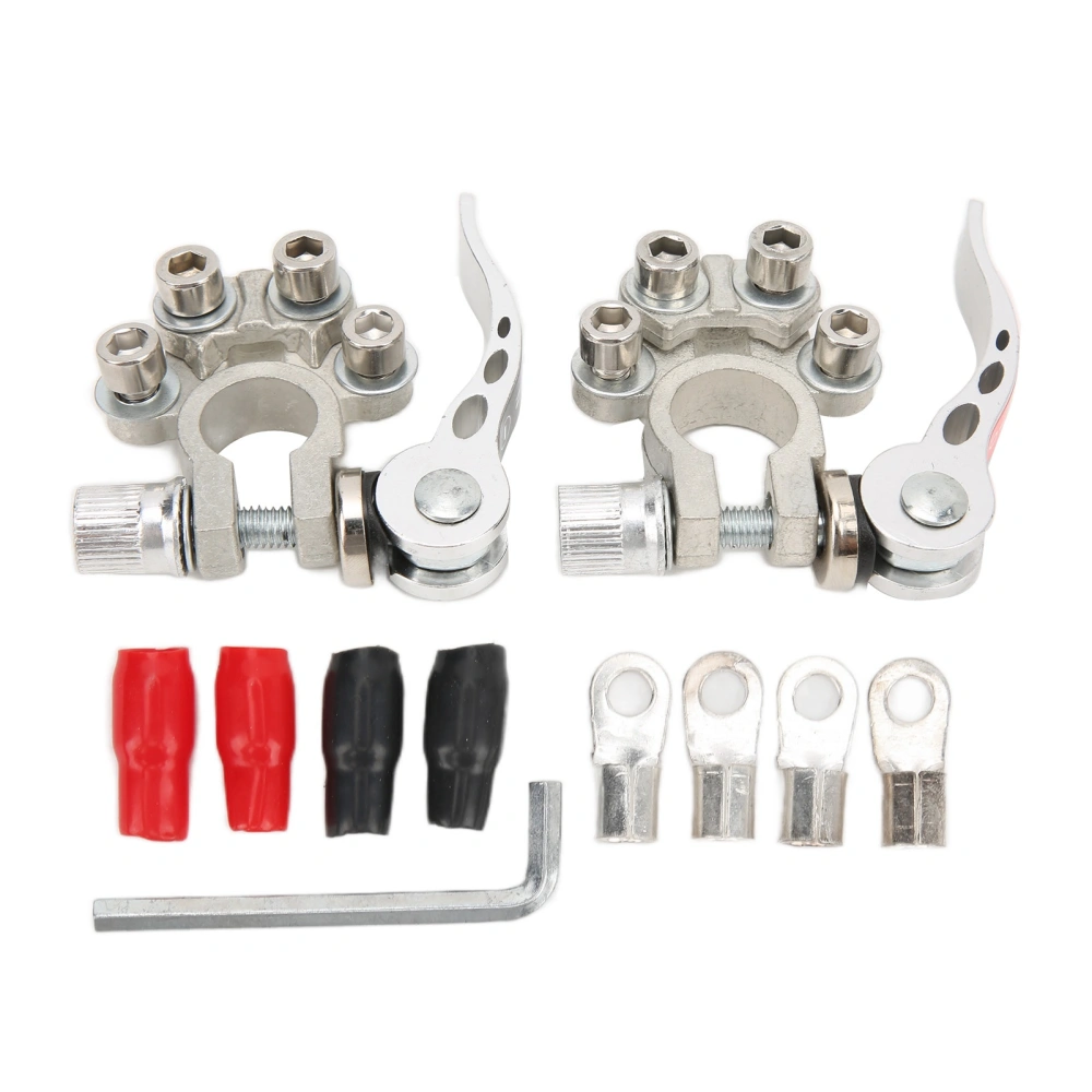 2Pcs Battery Terminals Car Positive Negative Top Post Connector Cable Clamp with Accessories