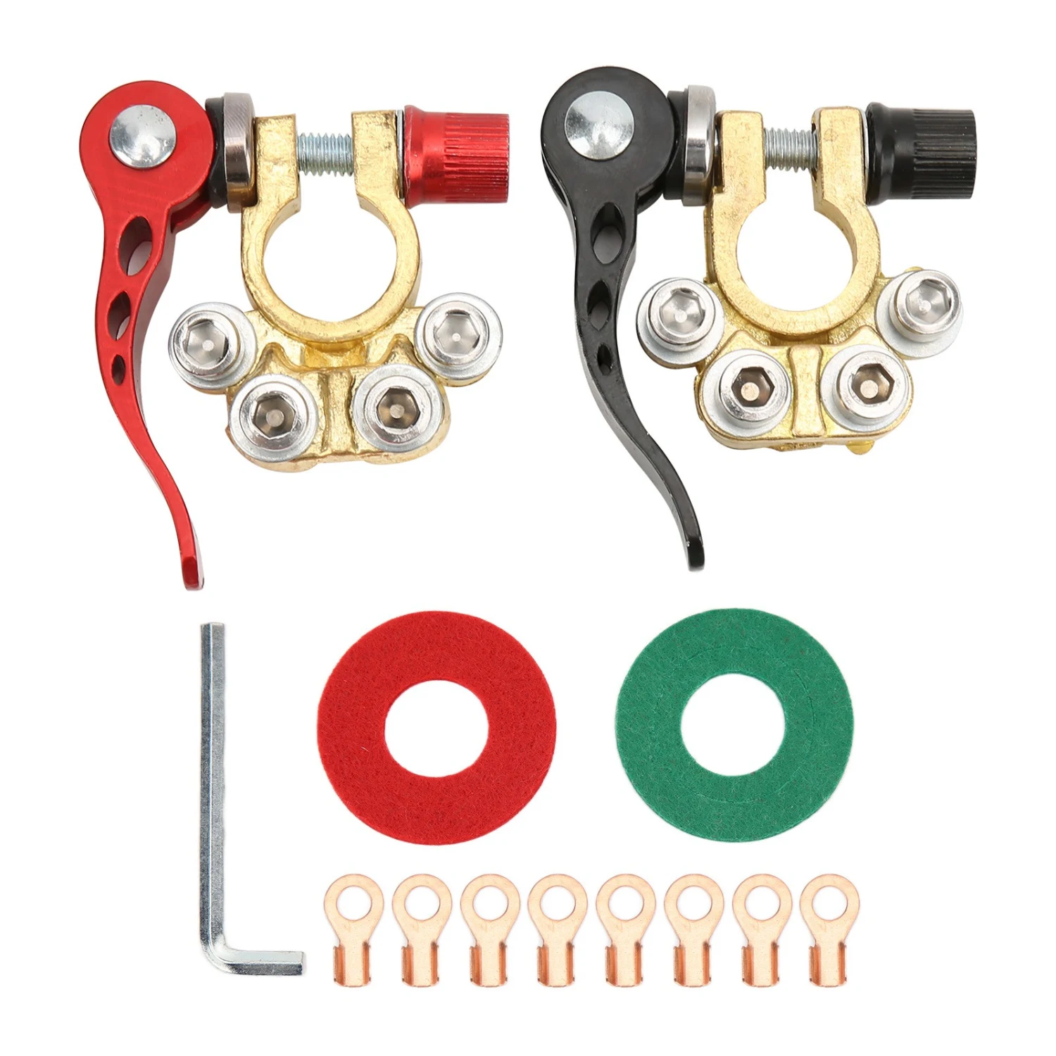 Battery Terminal Connector 4 Way Quick Release Positive Negative Power Switch Top Post Clamp