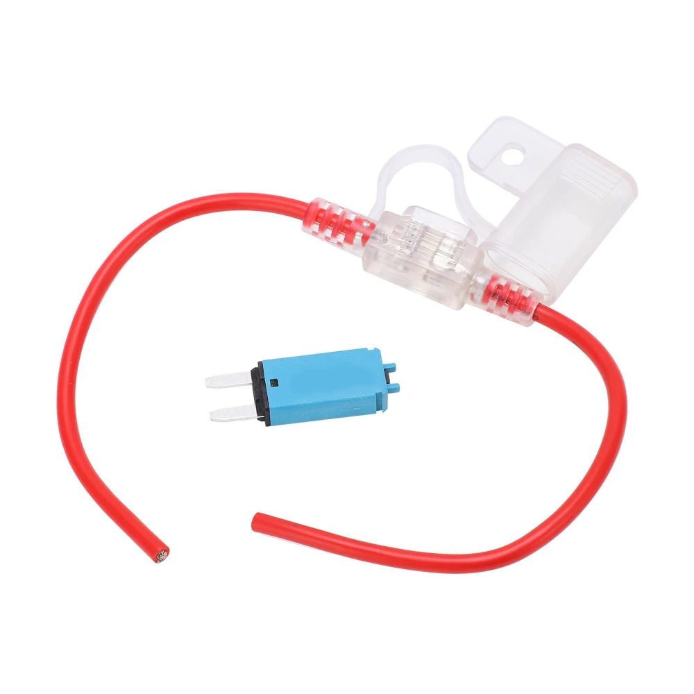 BuyWeek 31.5cm Fuse Holder with T3 Manual Reset Fuse 15A Waterproof Clear Cover 12AWG for Car Truck RV