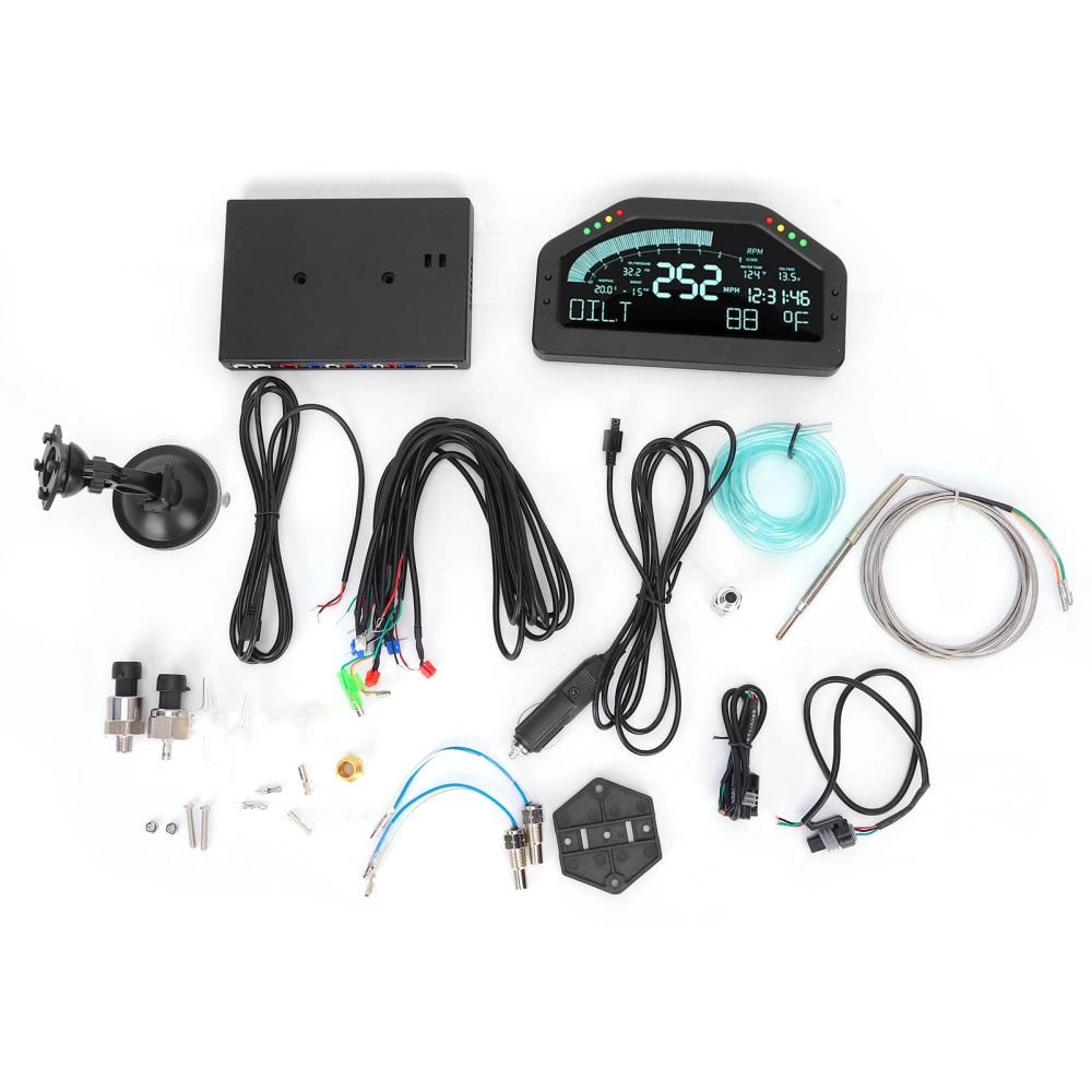 SINCO TECH Dashboard Sensor Kit LCD Screen 8 LEDs Bluetooth Backlight Oil Water Temp Boost Display