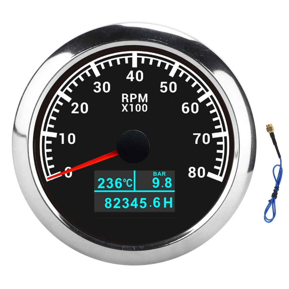 3 In 1 Tachometer Water Temperature Oil Pressure Cumulative Hour Display Pointer IP67 for Car Truck ShipBlack Dial