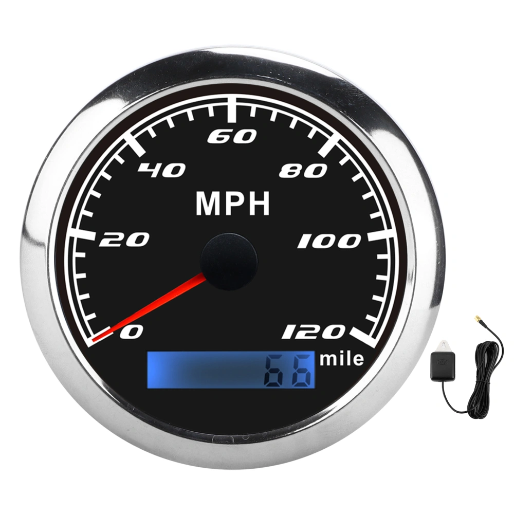 GPS Pointer Speedometer 120 MPH IP67 Waterproof Stainless Steel Universal for Car Truck BoatBlack