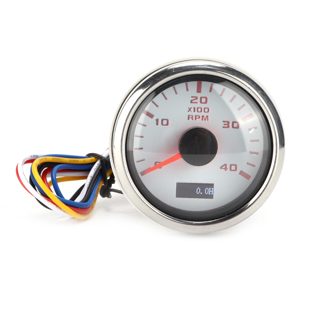 52mm Pointer Tachometer 4K Stainless Steel for 1‑8 Cylinder Motorcycle Gas Powered Engine