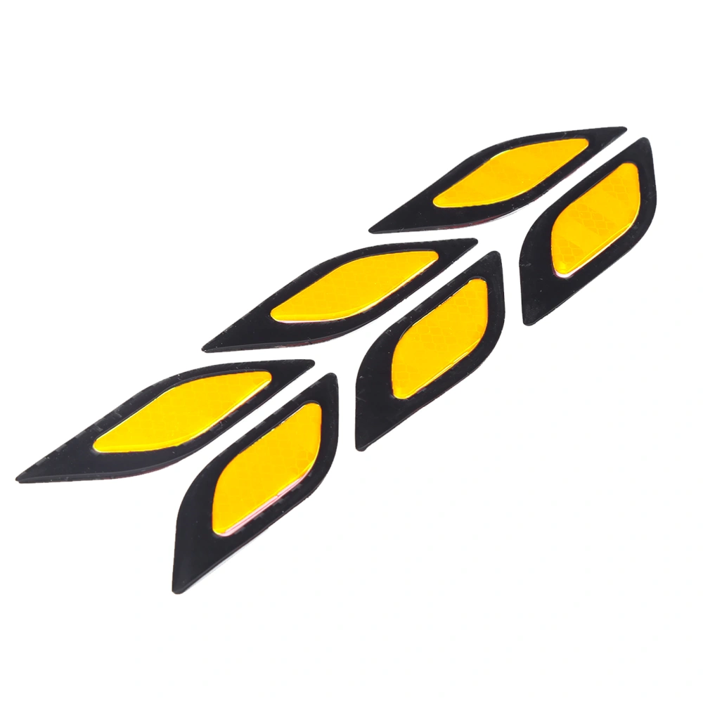 6pcs Door Reflective Sticker Anti Scratch Warning Decal Carbon Fiber Style for Car Motorcycle Truck(Yellow )