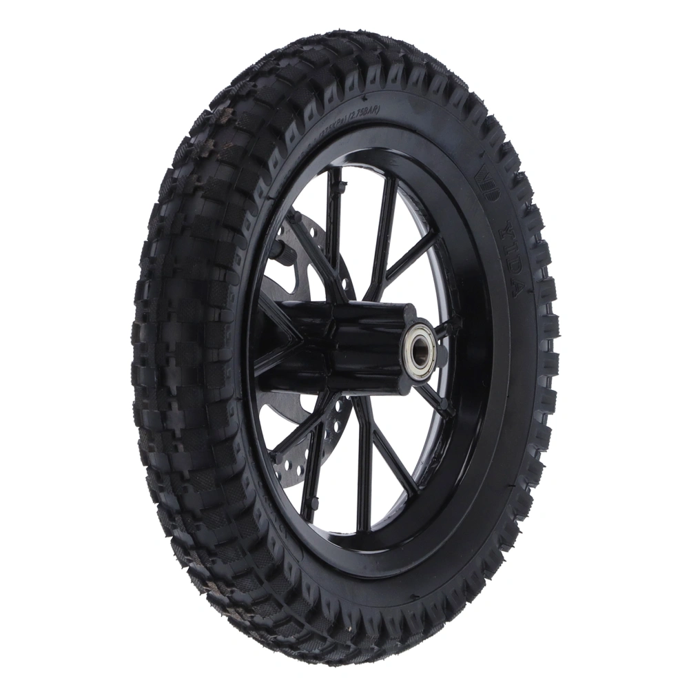 Rubber Front Wheel Tire 12.5x2.75in Disc Brake Sprocket Bolts for 47cc 49cc 2 Stroke Mini Dirt BikeBlack