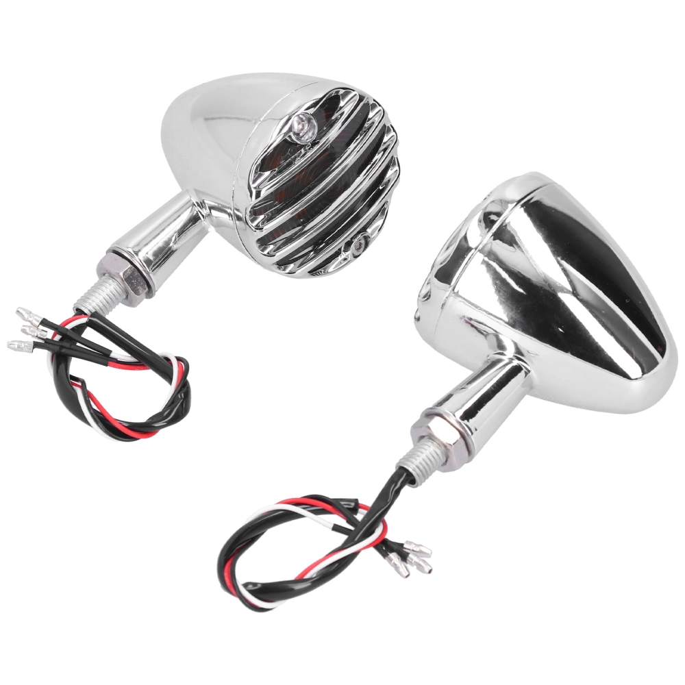 Pair Motorcycle Turn Signal Lights Indicator Chromium Universal for Retro Motorbikes