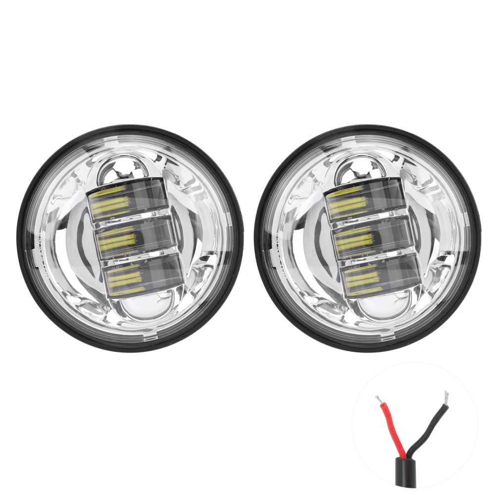 Pair Universal Motorcycle Fog Light LED Side Auxiliary Lamp 4.5in 60W 6500K WaterproofSilver Reflector