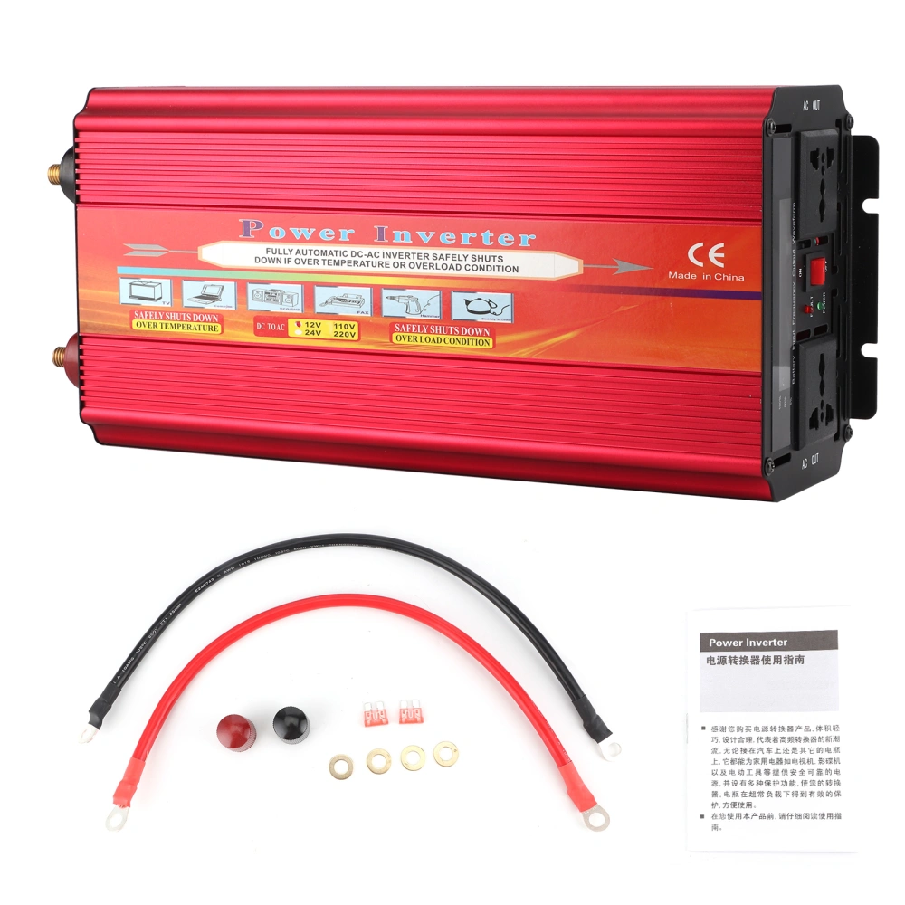 4000W Car LCD Power Converter Modified Sine Wave Inverter with Double Universal Plug Dual Fan(DC12V to AC110V, 60+/3Hz )