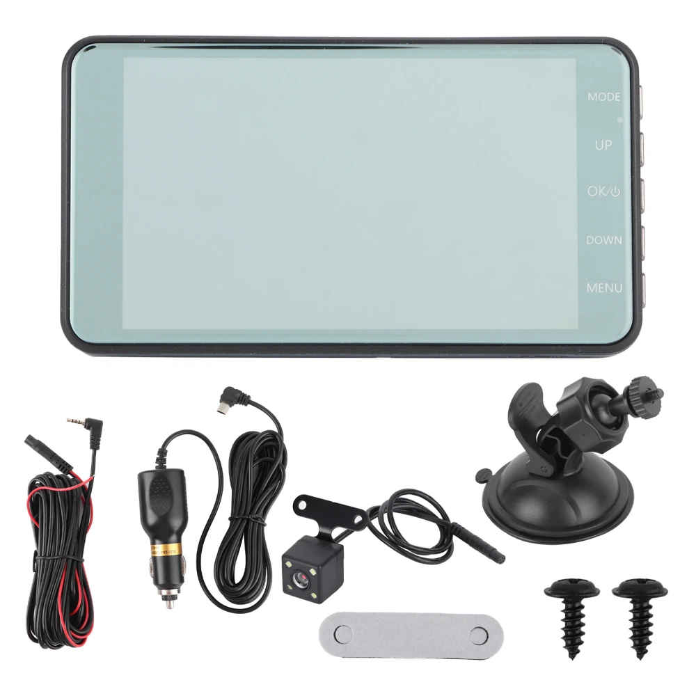 4in Dual Lens Driving Recorder DVR Touch Screen G‑Sensor 1080P 170° Wide Angle Night Vision