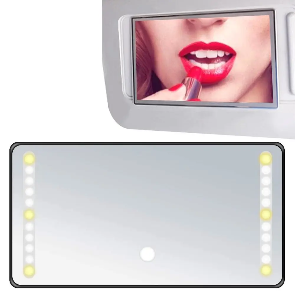 Car Makeup Mirror Auto Sun Visor Mirror with LED Light Car Makeup Sun Shading Mirror Car Cosmetic Mirror Vanity Mirror