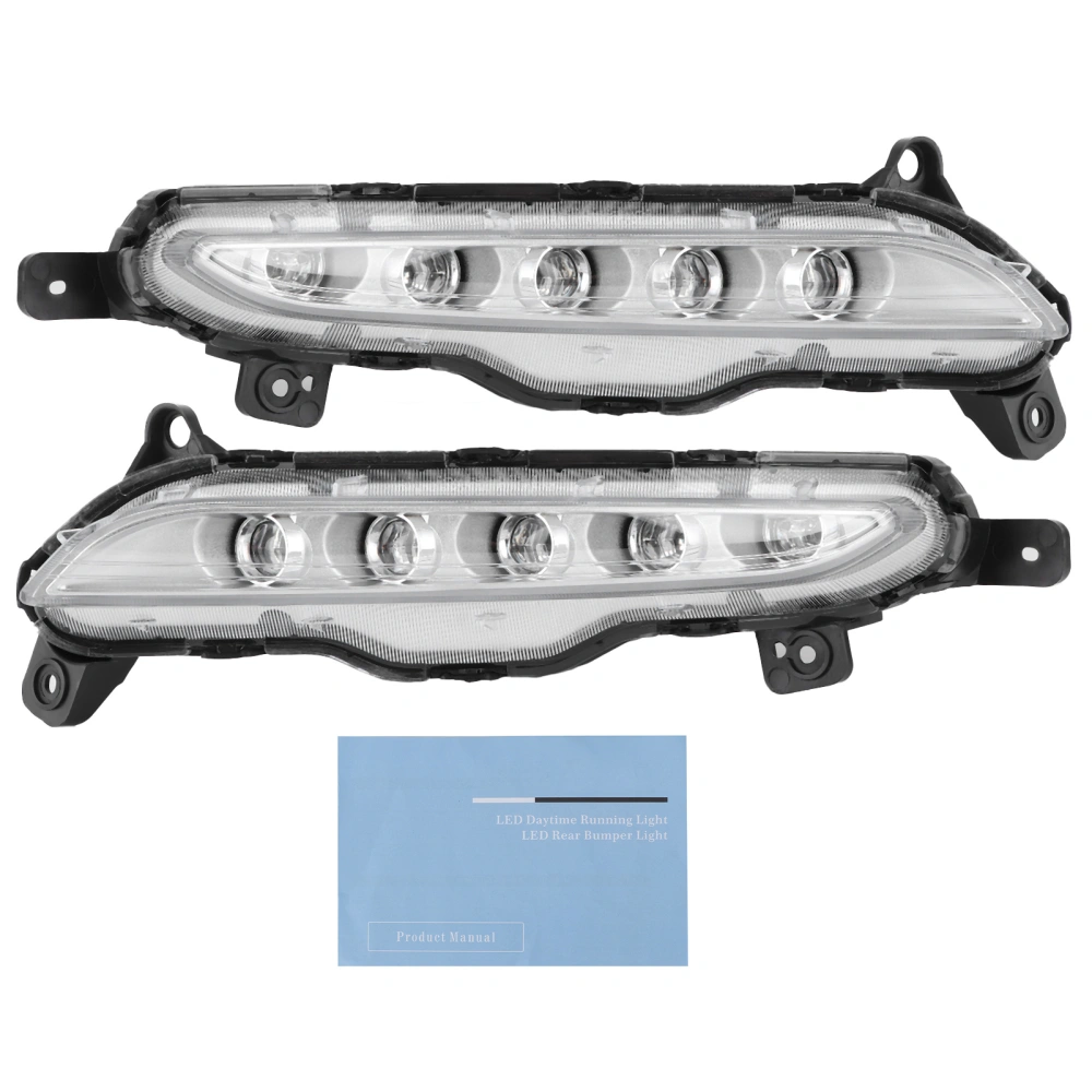 Pair LED DRL Fog Lamp Daytime Running Light Clean Lens Fit for Hyundai Tucson 2016‑2018